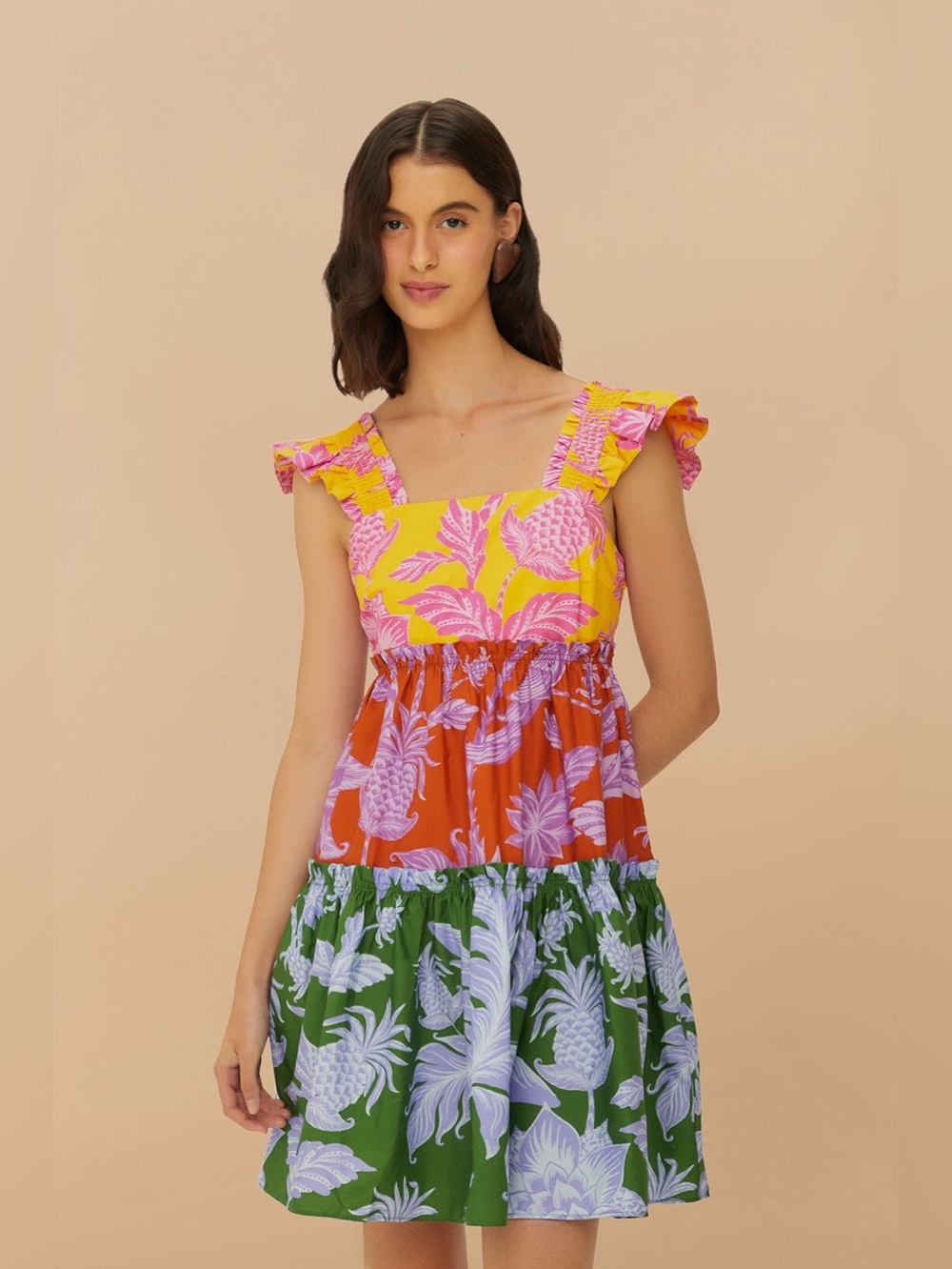 NWT FARM RIO Mixed Tropical Swing Mix Mini Dress | MSRP $198 Size S